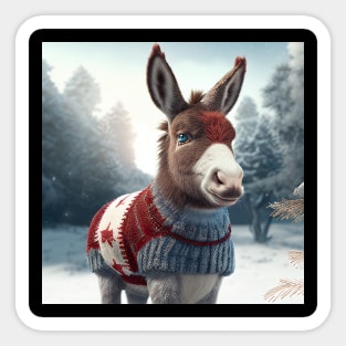 Cute Christmas Donkey Sticker